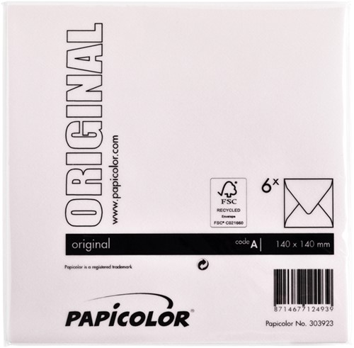 Envelop Papicolor 140x140mm lichtroze 6 Stuk-3