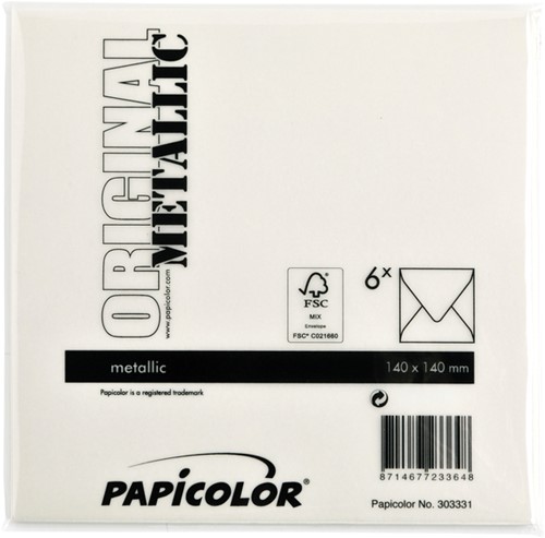 Envelop Papicolor 140x140mm metallic ivoor 6 Stuk-3