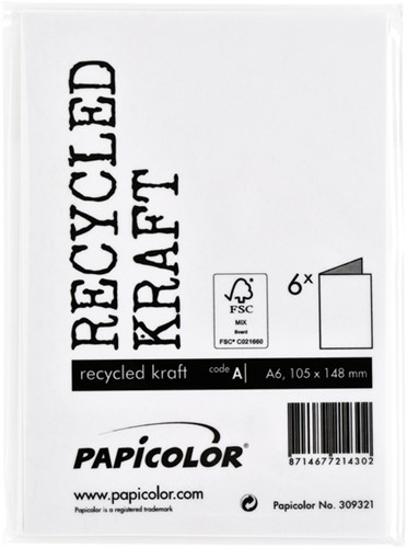 Correspondentiekaart Papi dubbel A6 kraft wit 6 Stuk-3