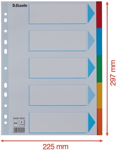 Tabbladen Esselte Stand A4 5dlg karton 11r ass 1 Set-2