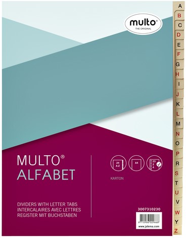 Tabblad Multo A4 23r 24dlg AZ karton chamois 1 Stuk