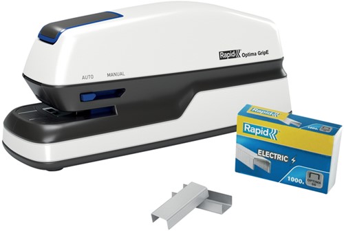 Nietmachine elektr Rapid Optima grip wit zwart 1 Stuk