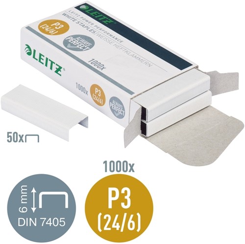 Nieten Leitz P3 24/6 wit 1000st 1000 Stuk-6