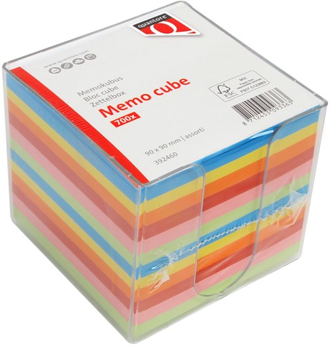 Memokubus Quantore 90x90mm transparant assorti 700 Vel