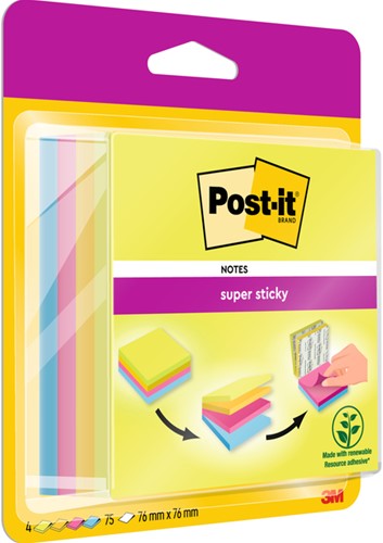 Memoblok Post-it 2014 Super Sticky 76x76mm Rio 300 Vel