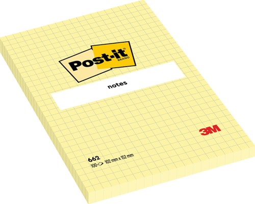 Memoblok Post-it 662 102x152mm ruit geel 1 Stuk-1