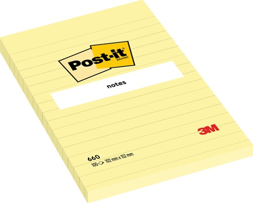 Memoblok Post-it 660 lijn 102x152mm canary yellow 1 Stuk-1