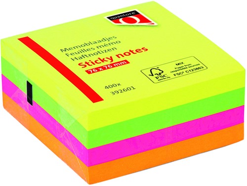Memoblok Quantore 76x76mm sticky neon ass 400 Vel