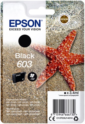 Inktcartridge Epson 603 T03U1 zwart 1 Stuk