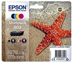 Inktcartridge Epson 603 T03U6 zwart + 3 kleuren 4 Stuk