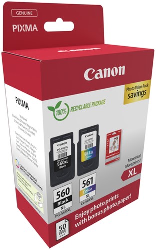 Inktcartridge Canon PG-560XL CL-561XL + papier 3 Stuk-3