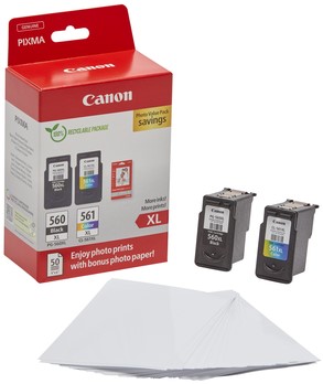 Inktcartridge Canon PG-560XL CL-561XL + papier 3 Stuk-2