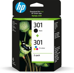 Inktcartridge HP N9J72AE 301 zwart + kleur 2 Stuk