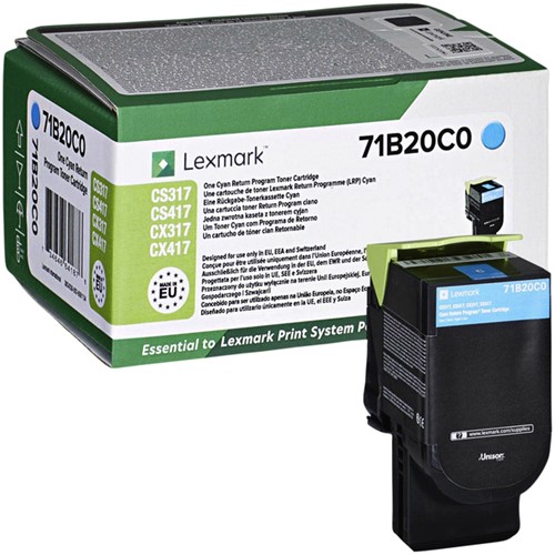 Tonercartridge Lexmark 71B20C0 blauw 1 Stuk
