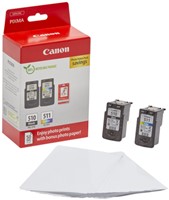 Inktcartridge Canon PG-510 CL-511 zw + kl + papier 2 Stuk-2