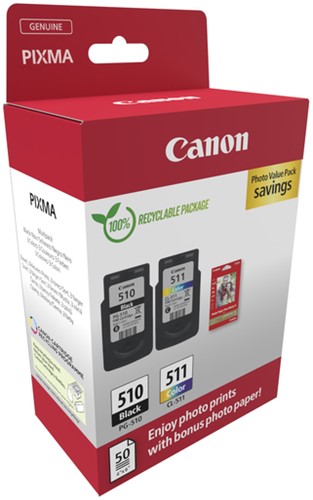 Inktcartridge Canon PG-510 CL-511 zw + kl + papier 2 Stuk-3