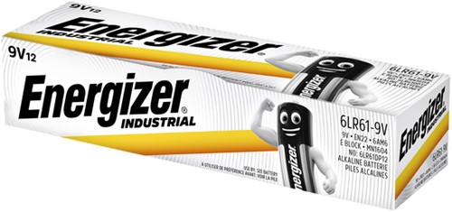 Batterij Energizer Industrial 9v alkaline 12 Stuk
