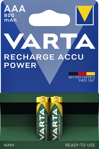Batterij oplaadbaar VARTA 2x AAA 800mAh 2 Stuk