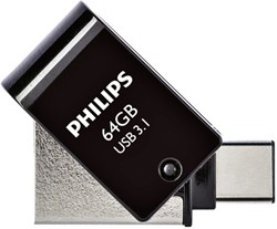 USB stick 3.1 Philips 2in1 USB-A 64GB zwart 1 Stuk