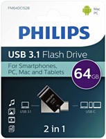 USB stick 3.1 Philips 2in1 USB-A 64GB zwart 1 Stuk-2