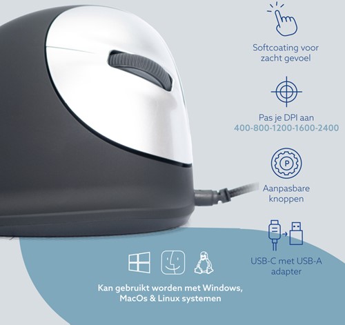 Ergonomisch muis R-Go HE Break Draad Rechts M 1 Stuk-2