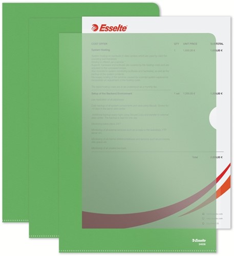 L-map Esselte standaard A4 0.11mm PP groen 100 Stuk-5