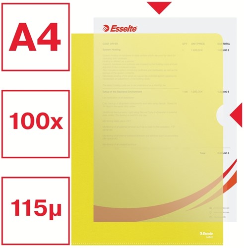 L-map Esselte standaard A4 0.11mm PP geel 100 Stuk-3