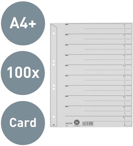 SCHEIDINGSBLADEN LEITZ 1650 KARTON A4 200GR GRIJS 100 Stuk-4