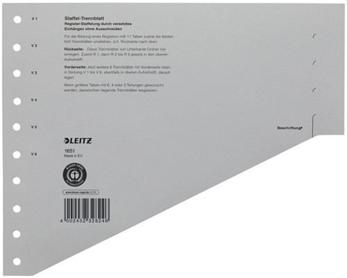 SCHEIDINGSBLADEN LEITZ 1651 KARTON A4 200GR GRIJS 100 Stuk