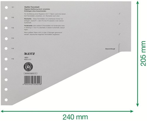 SCHEIDINGSBLADEN LEITZ 1651 KARTON A4 200GR GRIJS 100 Stuk-3