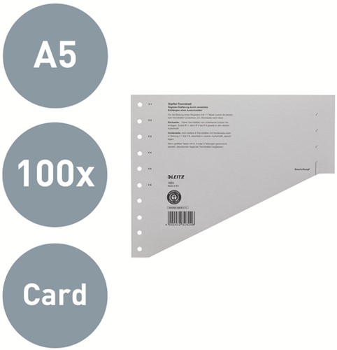 SCHEIDINGSBLADEN LEITZ 1651 KARTON A4 200GR GRIJS 100 Stuk-4