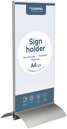 Kaarthouder Europel 1/3 A4 T-standaard acryl alu 1 Stuk