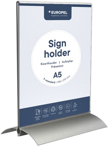 Kaarthouder Europel A5 T-standaard acryl alu 1 Stuk