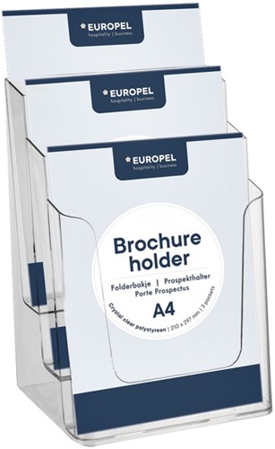 Folderhouder Europel 3 vaks A4 acryl 1 Stuk