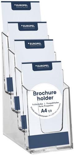 Folderhouder Europel 4 vaks 1/3 A4 acryl 1 Stuk
