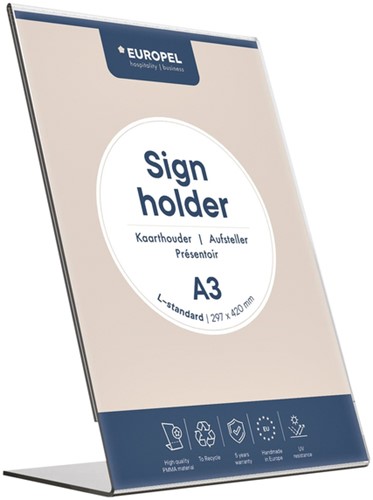 Kaarthouder Europel A3 L-standaard staand acryl 1 Stuk