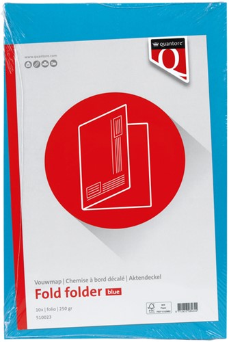 Vouwmap Quantore fo ongelijke zijde 250gr blauw 1 Stuk-2