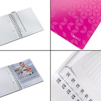 Notitieboek Leitz WOW A5 spiraal PP lijn roze 1 Stuk-2
