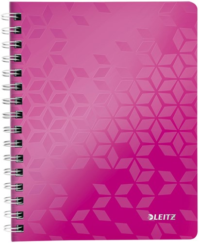 Notitieboek Leitz WOW A5 spiraal 160pg lijn roze 1 Stuk