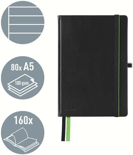 Notitieboek Leitz Complete A5 160blz 100gr lijn zw 1 Stuk-2