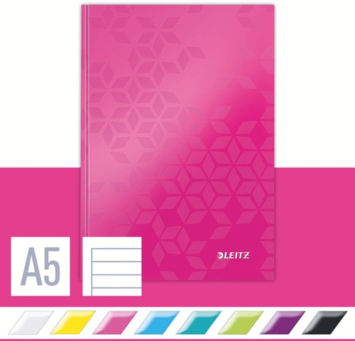 Notitieboek Leitz WOW A5 160blz 90gr lijn roze 1 Stuk-3