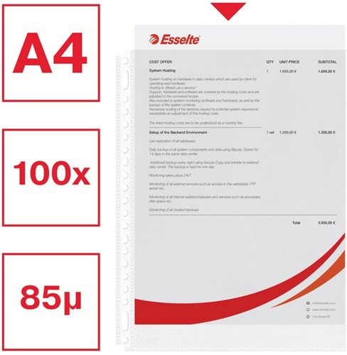 Showtas Esselte 0.08mm 21-gaats A4 mat 100 Stuk-7