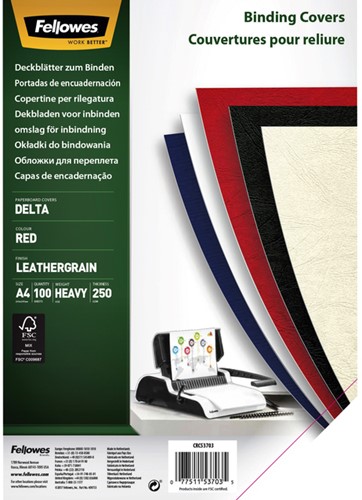 Voorblad Fellowes A4 lederlook rood 100 Stuk