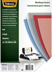 Voorblad Fellowes A4 PVC 200micron transparant 100 Stuk