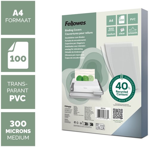 Voorblad Fellowes A4 PVC 300micron transparant 100 Stuk-2