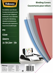 Voorblad Fellowes A4 PVC 180micron transparant 100 Stuk