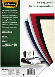Voorblad Fellowes A4 Chromolux 250gr zwart 100 Stuk