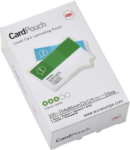 Lamineerhoes GBC creditcard 54x86mm 2x125micron 100 Stuk