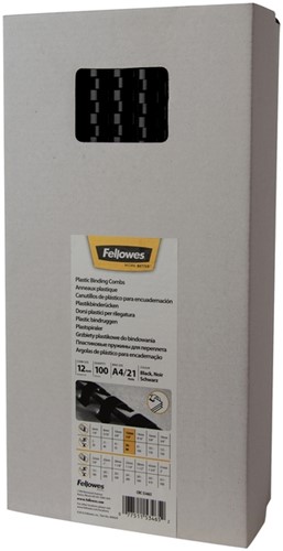 Bindrug Fellowes 12mm 21rings A4 zwart 100 Stuk