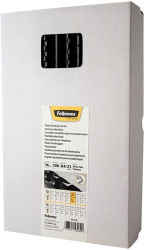 Bindrug Fellowes 14mm 21rings A4 zwart 100 Stuk